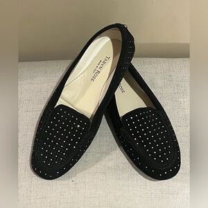 Like New Taryn Rose Black Studded Embellished Loafers
